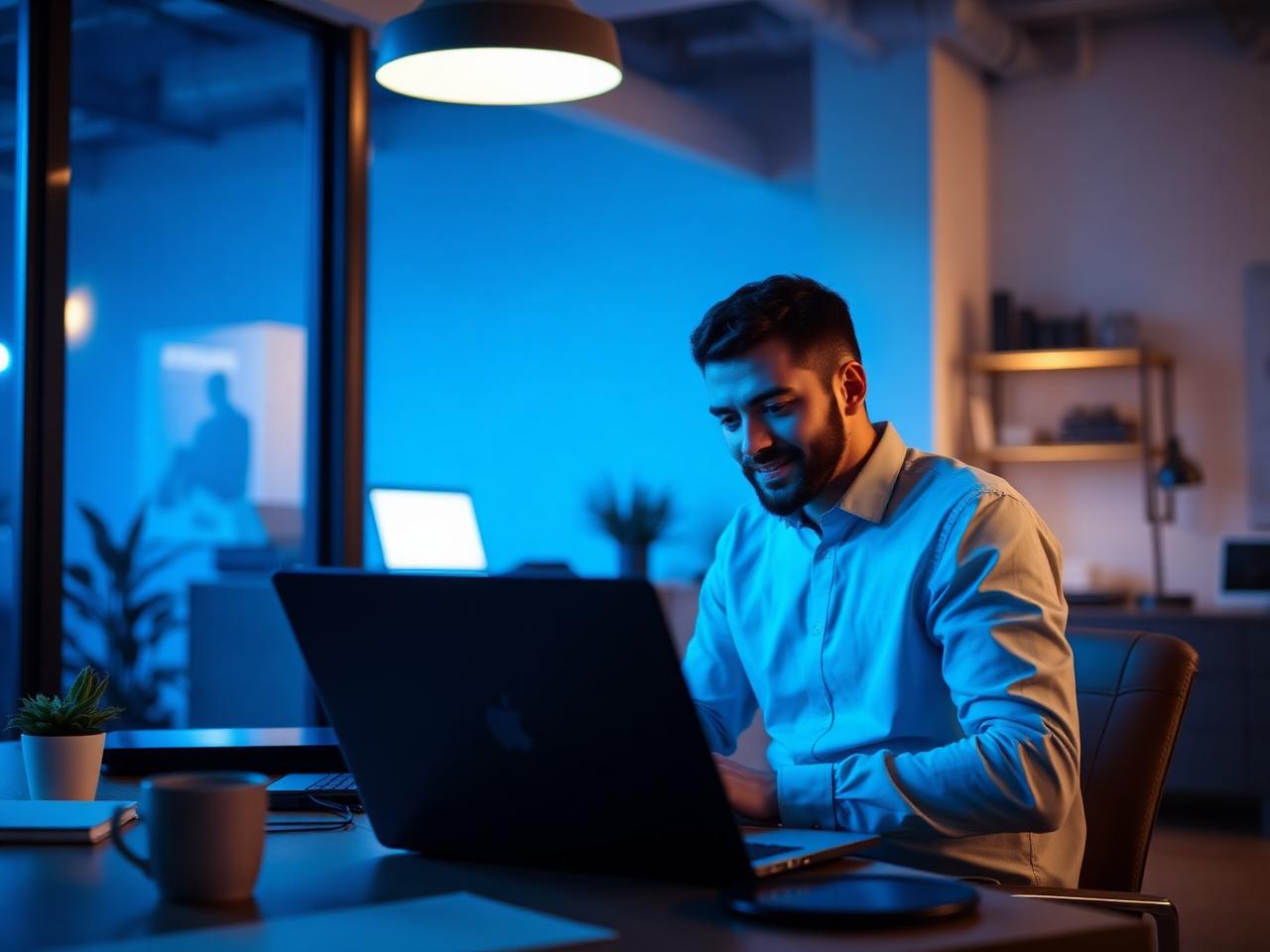 Focused founder working